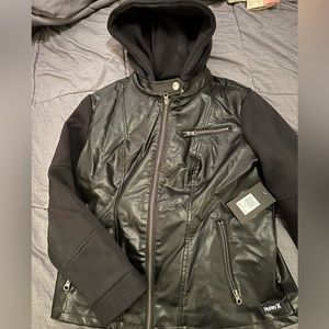 Hurley Womens Vegan leather hooded jacket